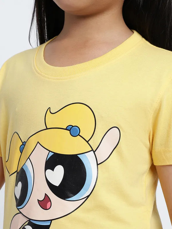 Mettle Girls Powerpuff Girls Printed Cotton T-Shirt