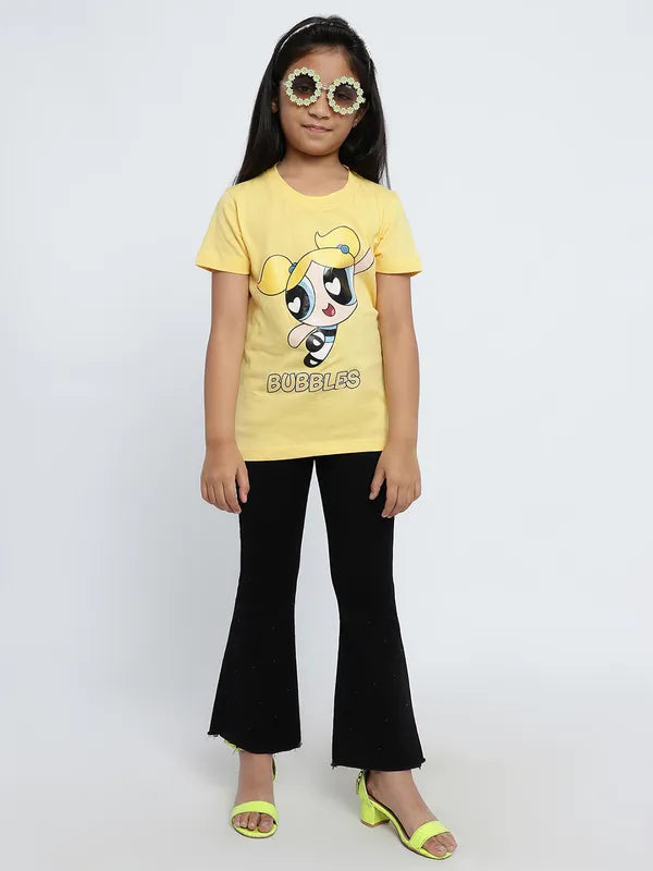 Mettle Girls Powerpuff Girls Printed Cotton T-Shirt