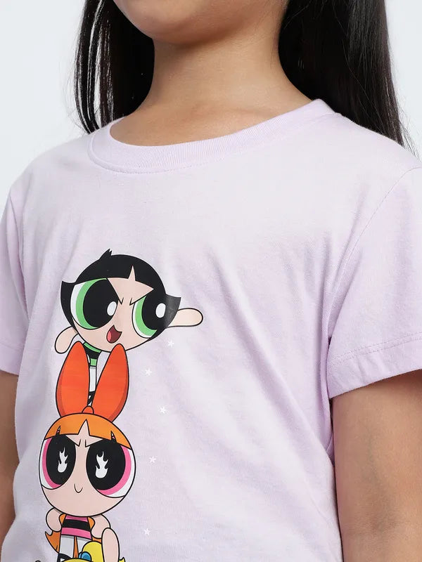 Mettle Girls Powerpuff Girls Printed Cotton T-Shirt