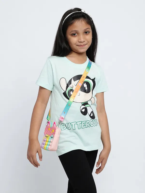 Mettle Girls Powerpuff Girls Printed Cotton T-Shirt