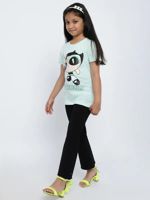 Mettle Girls Powerpuff Girls Printed Cotton T-Shirt