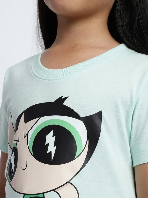 Mettle Girls Powerpuff Girls Printed Cotton T-Shirt