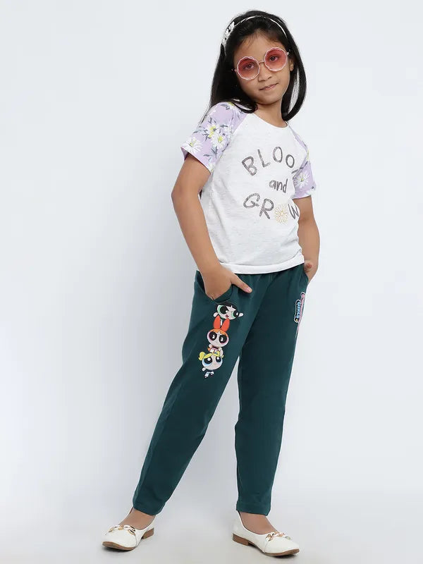 Mettle Girls Powerpuff Girls Printed Cotton Track Pants