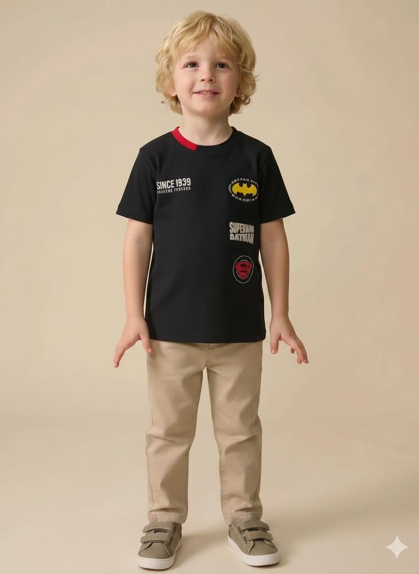 Boy Black Round Neck T-Shirt