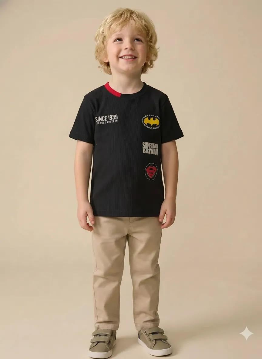 Boy Black Round Neck T-Shirt
