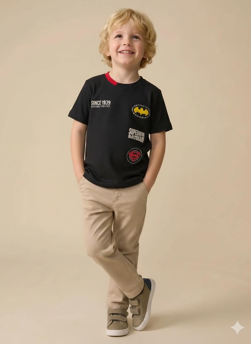 Boy Black Round Neck T-Shirt