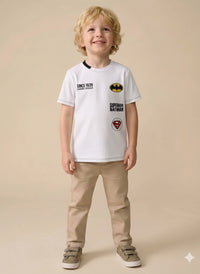 Boys Off White Batman Printed Round Neck Short Sleeves T-shirt