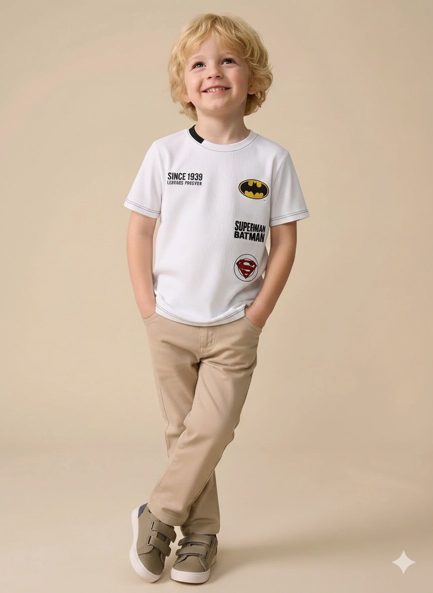 Boy Off White Round Neck T-Shirt