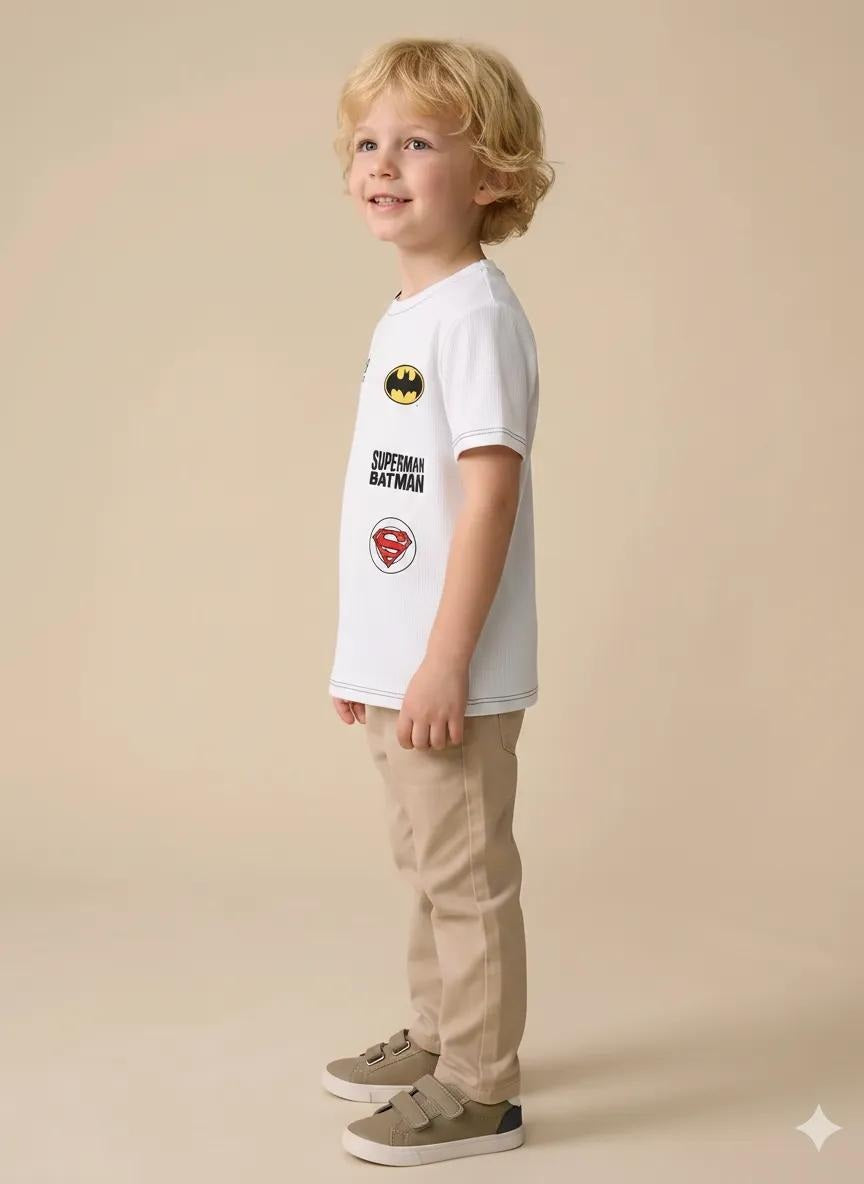 Boy Off White Round Neck T-Shirt