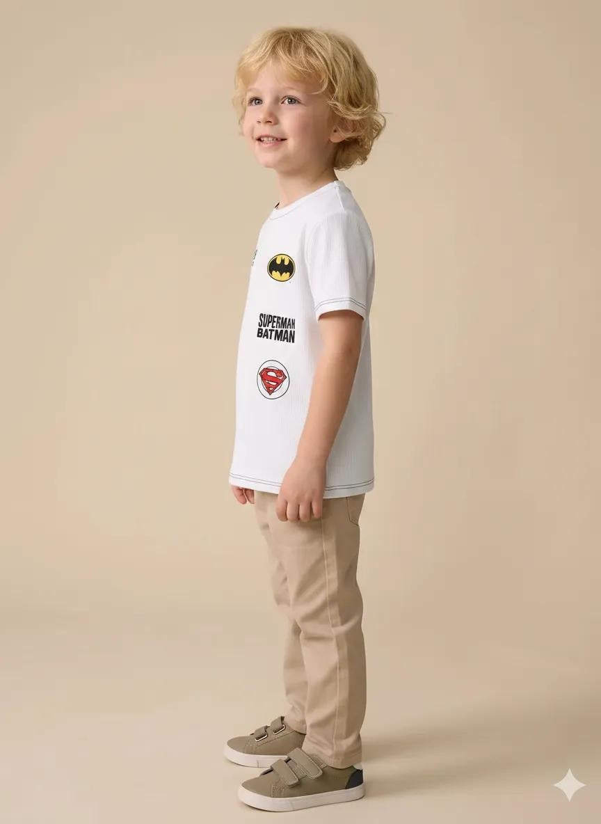 Boys Off White Batman Printed Round Neck Short Sleeves T-shirt
