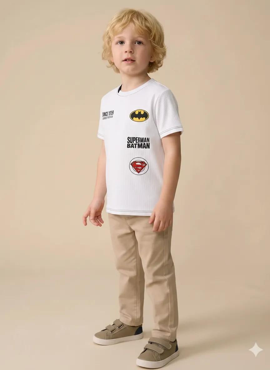 Boy Off White Round Neck T-Shirt