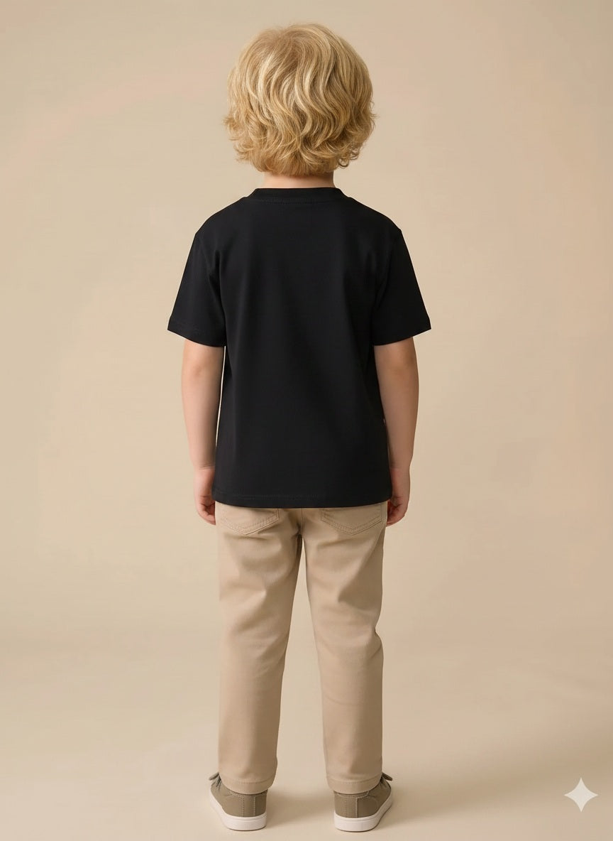 Boy Black Round Neck T-Shirt