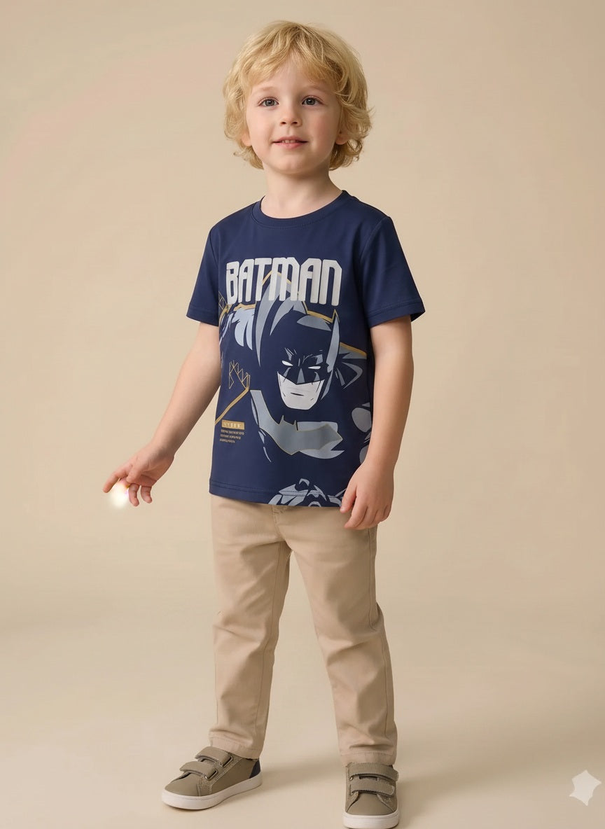 Boys Navy Batman Printed T-shirt