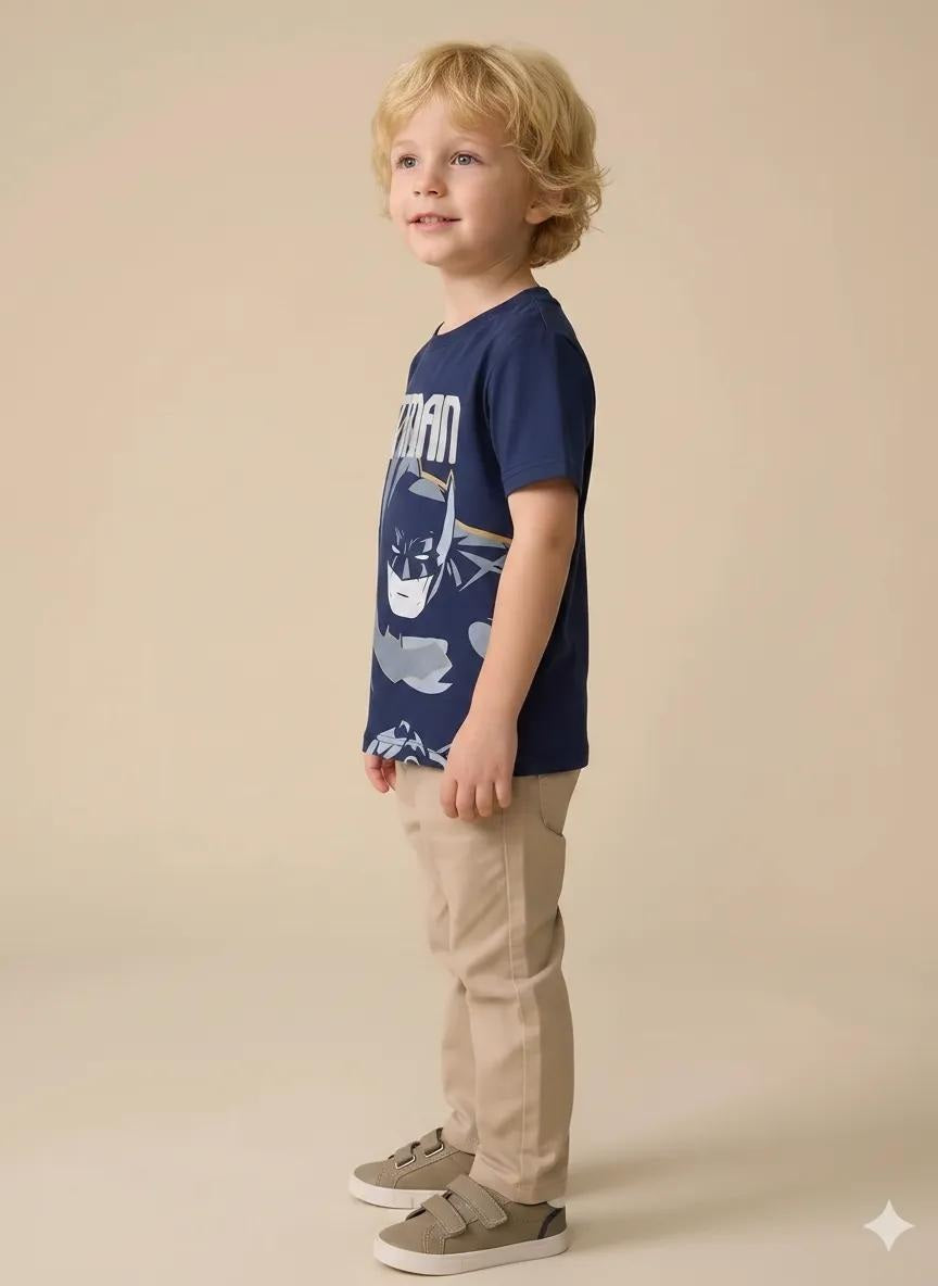 Boys Navy Batman Printed T-shirt