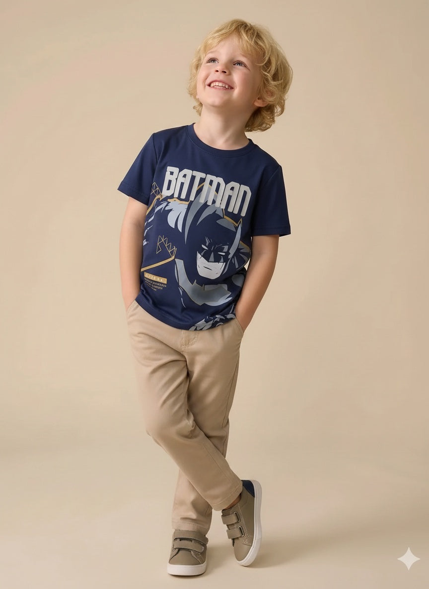Boys Navy Batman Printed T-shirt