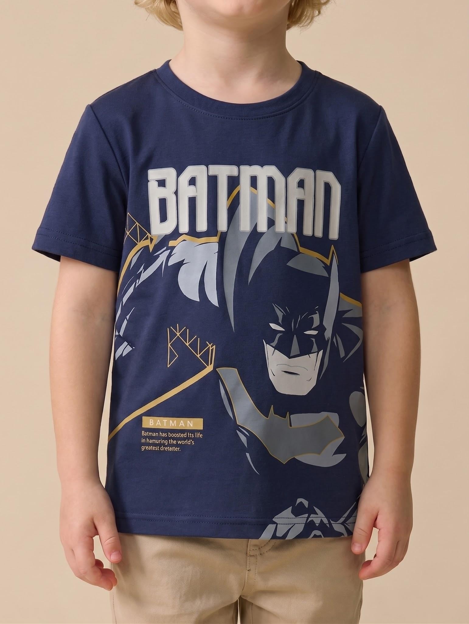 Boys Navy Batman Printed T-shirt