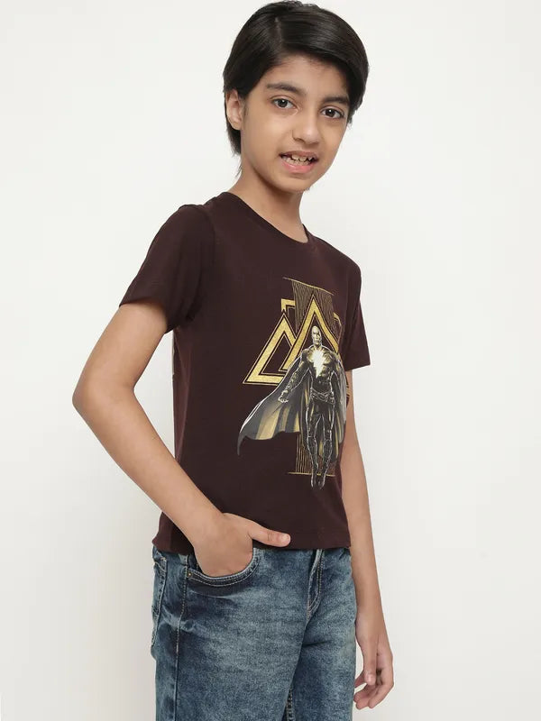 Octave Boys Black Adam Printed Cotton T-Shirt