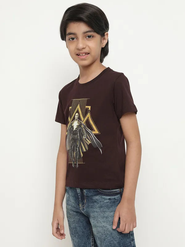 Octave Boys Black Adam Printed Cotton T-Shirt