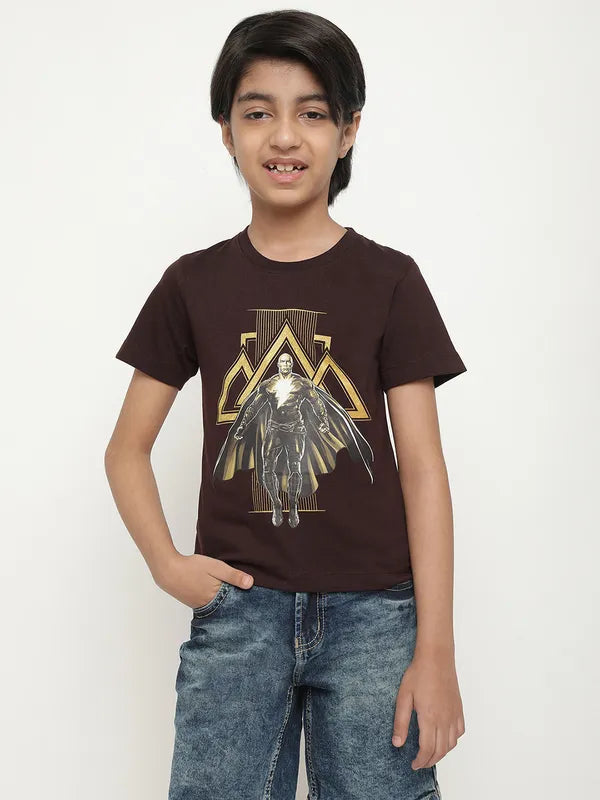 Octave Boys Black Adam Printed Cotton T-Shirt