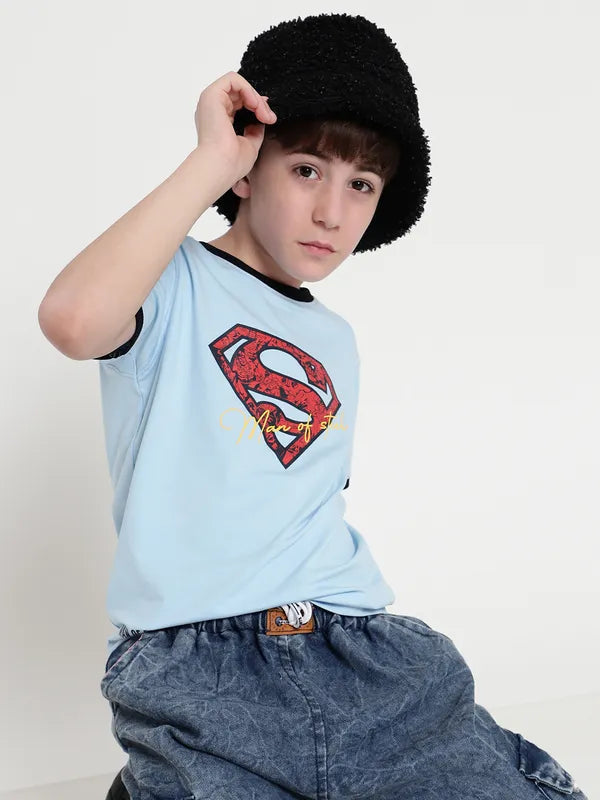 Octave Boys Round Neck Superman Printed T-Shirt