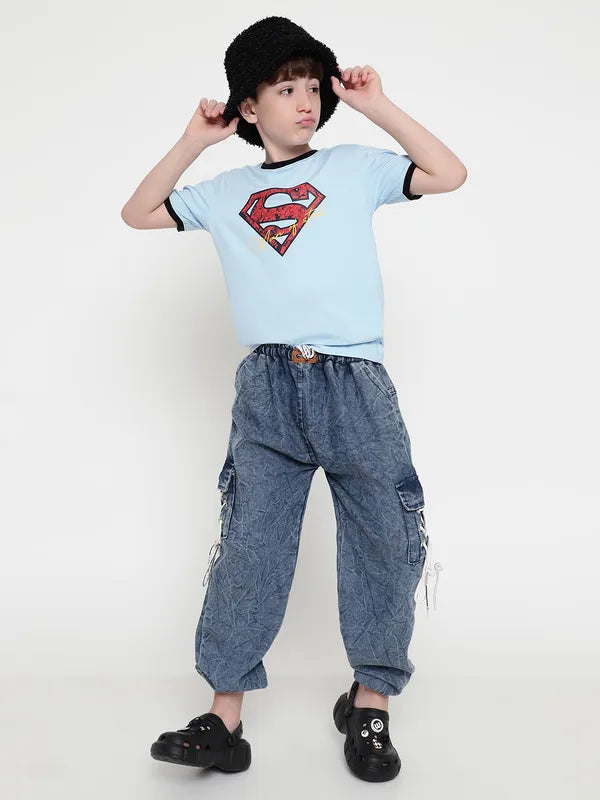 Octave Boys Round Neck Superman Printed T-Shirt