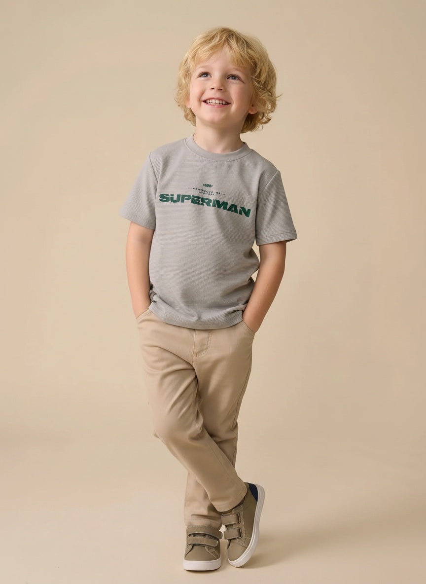 Boy Arctic Wolf Round Neck T-Shirt
