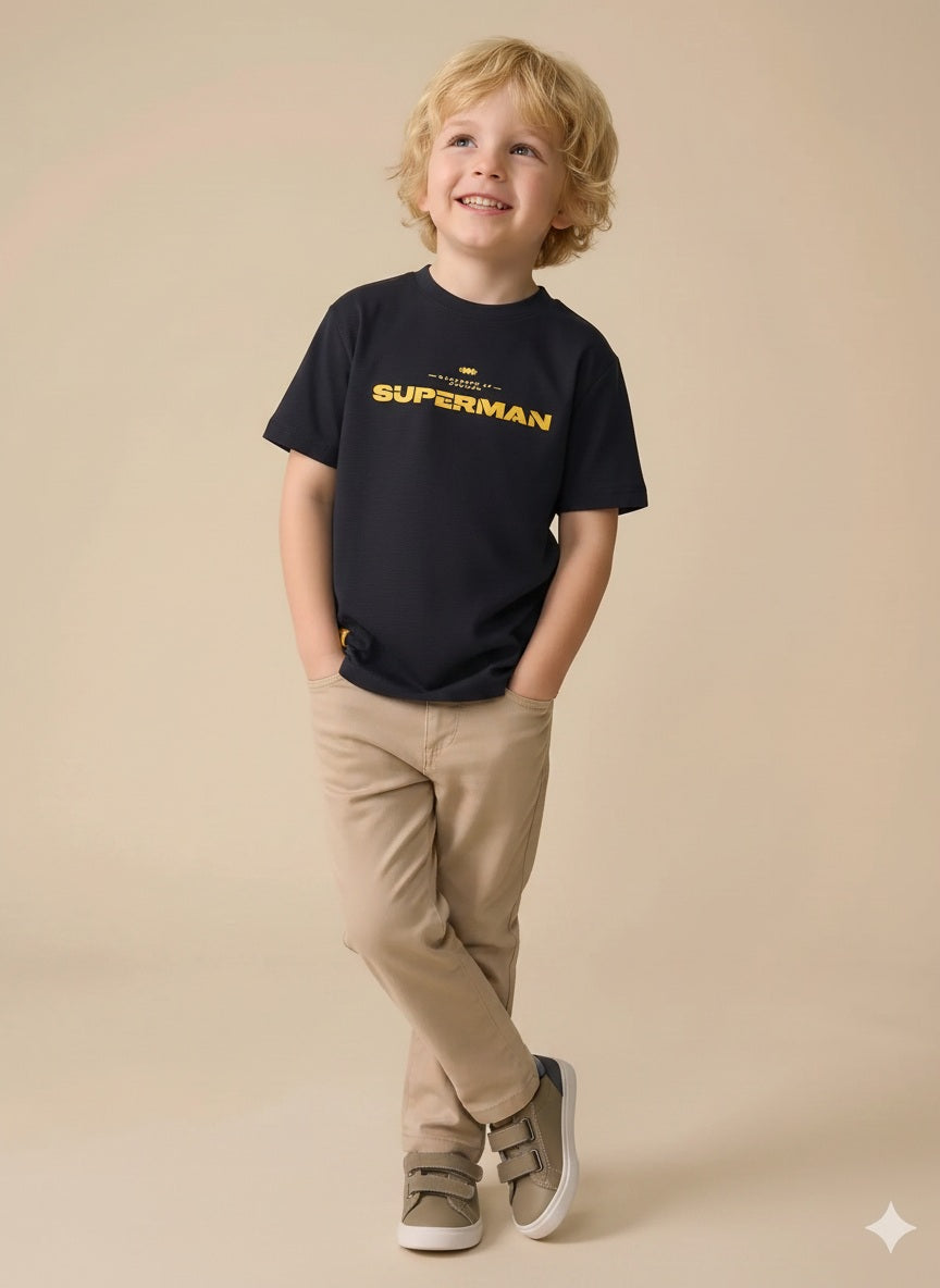 Boy Navy Round Neck T-Shirt