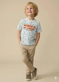 Boys Oxford Blue Tom & Jerry Printed Cotton T-shirt