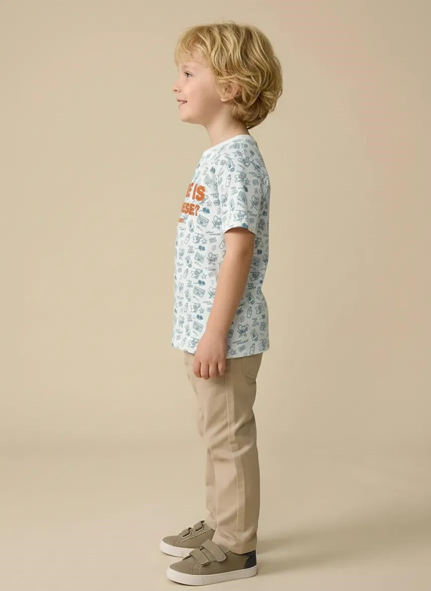 Boys Oxford Blue Tom & Jerry Printed Cotton T-shirt
