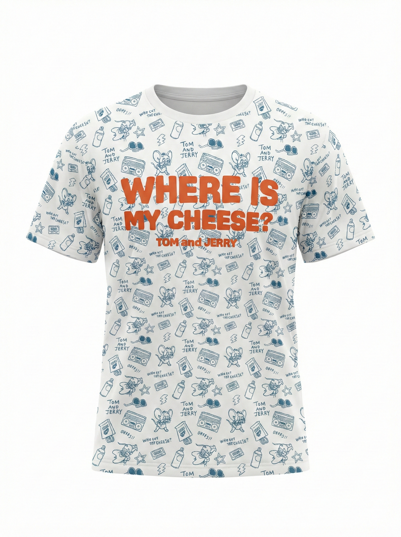 Boys Oxford Blue Tom & Jerry Printed Cotton T-shirt