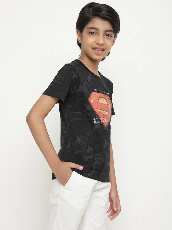 Octave Boys Typography Superman Printed T-Shirt
