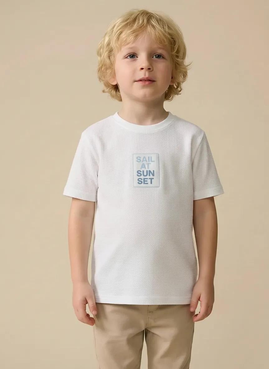Octave Boys Off White Printed T-shirt
