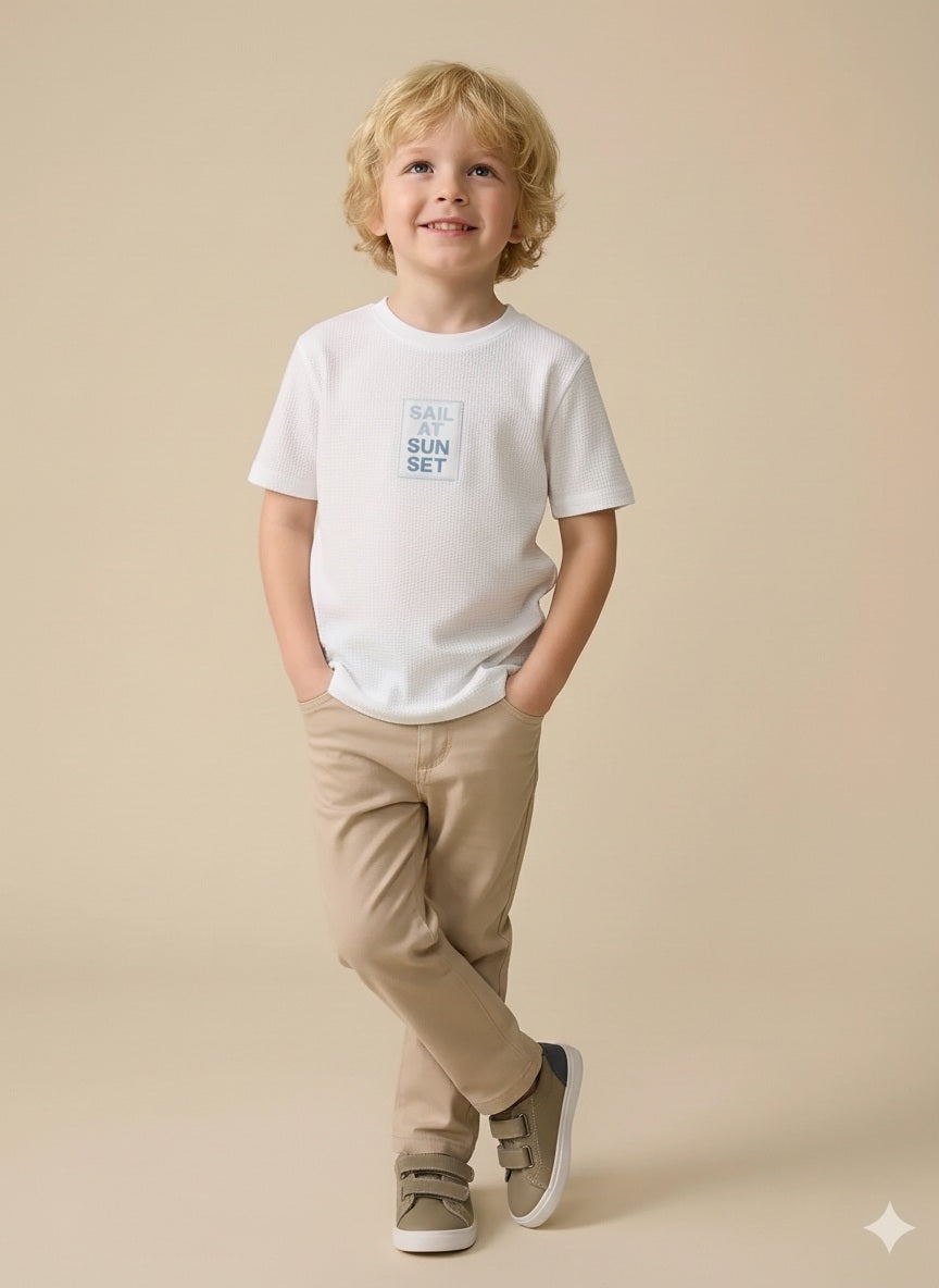 Octave Boys Off White Printed T-shirt