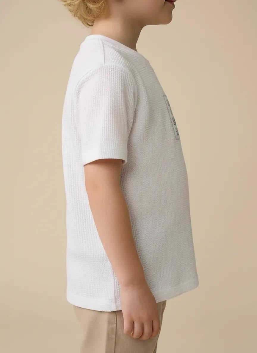 Octave Boys Off White Printed T-shirt