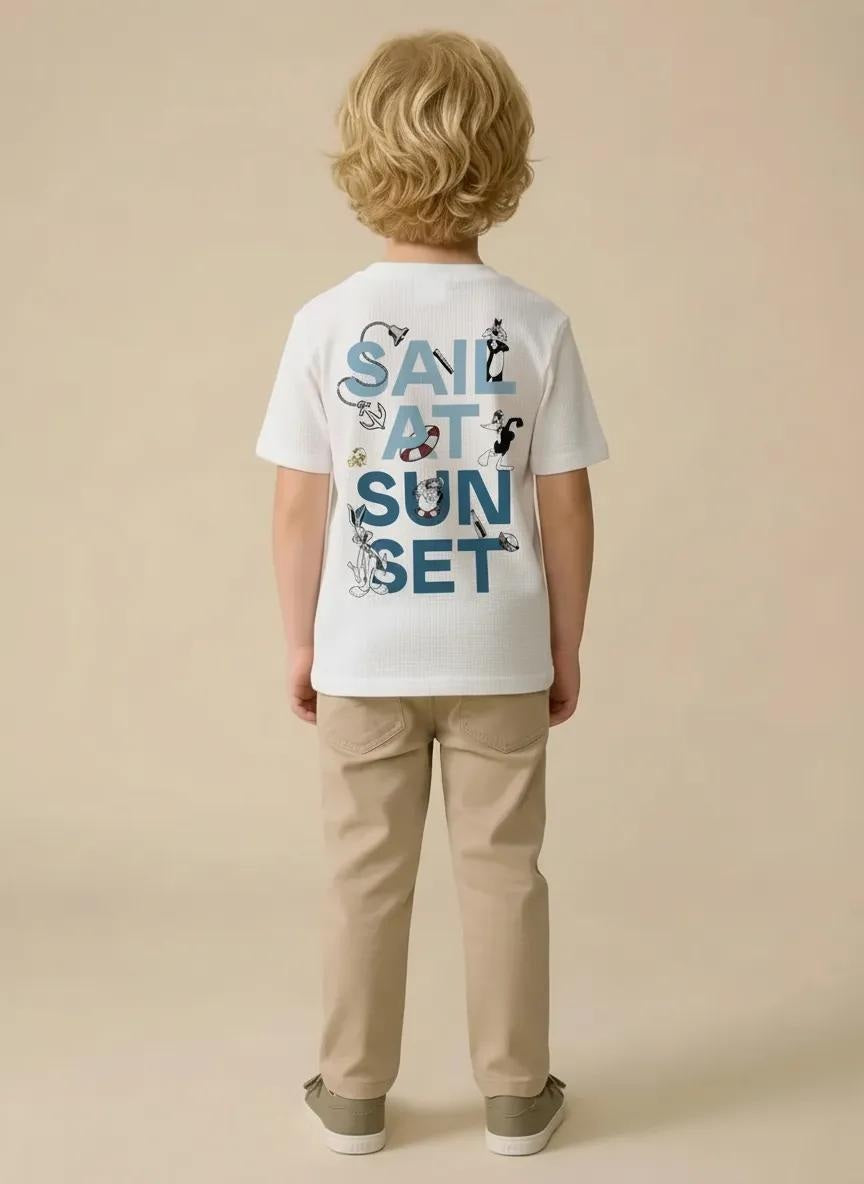 Octave Boys Off White Printed T-shirt