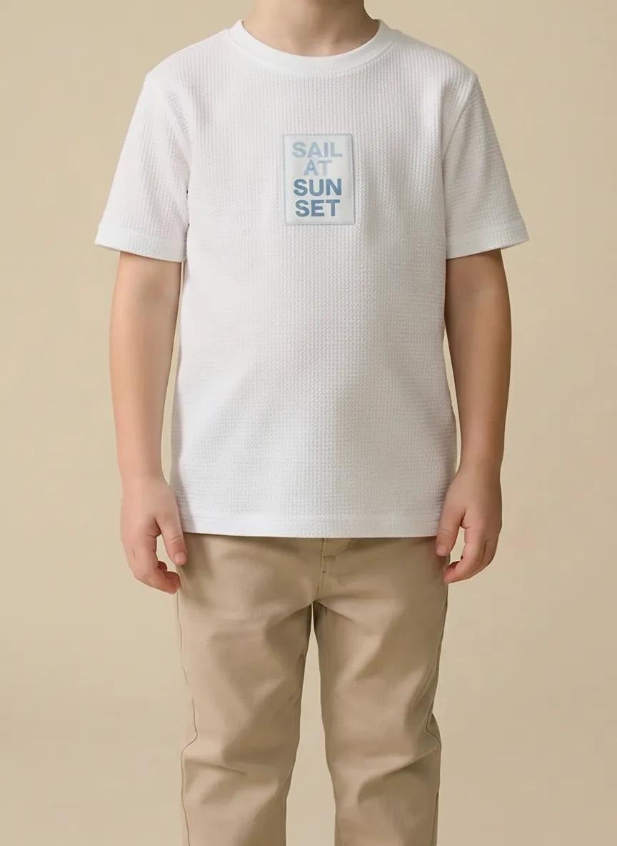 Octave Boys Off White Printed T-shirt