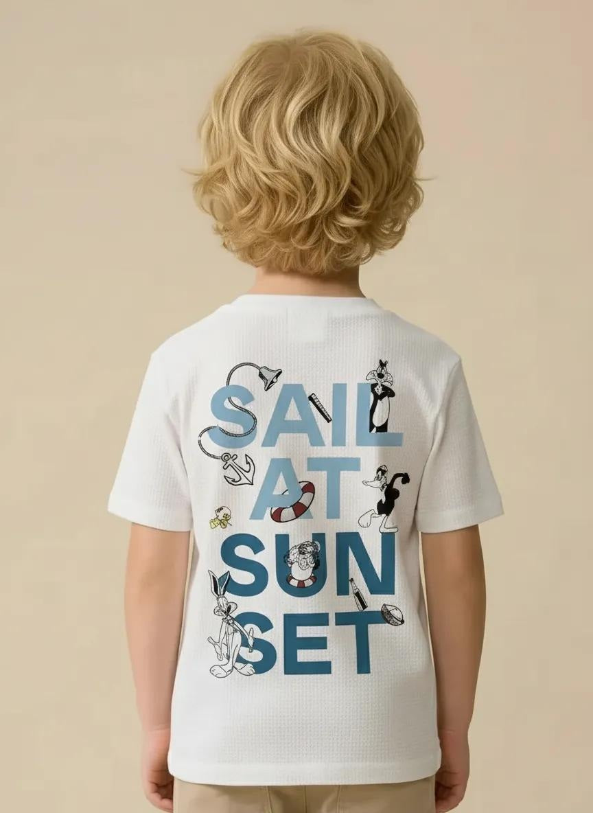 Octave Boys Off White Printed T-shirt