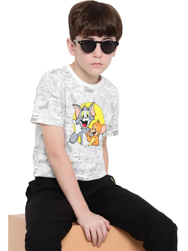 Octave Boys Tom & Jerry Graphic Printed Round Neck T-Shirt