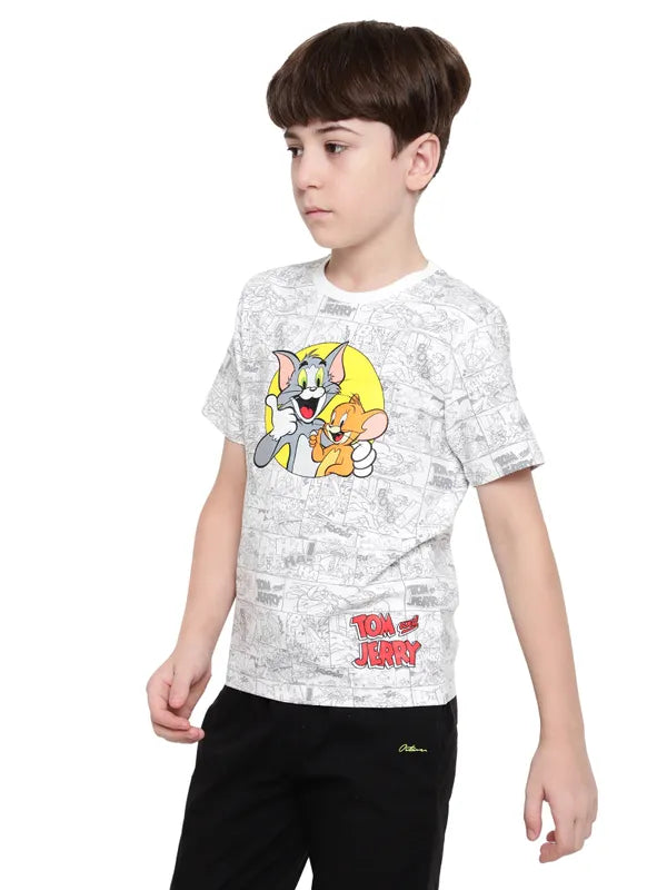 Octave Boys Tom & Jerry Graphic Printed Round Neck T-Shirt