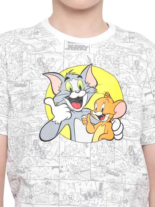 Octave Boys Tom & Jerry Graphic Printed Round Neck T-Shirt