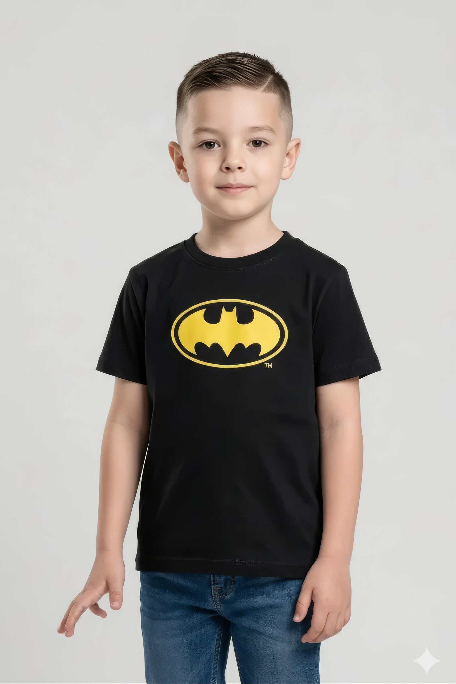 Boy Black Printed Round Neck T-Shirt