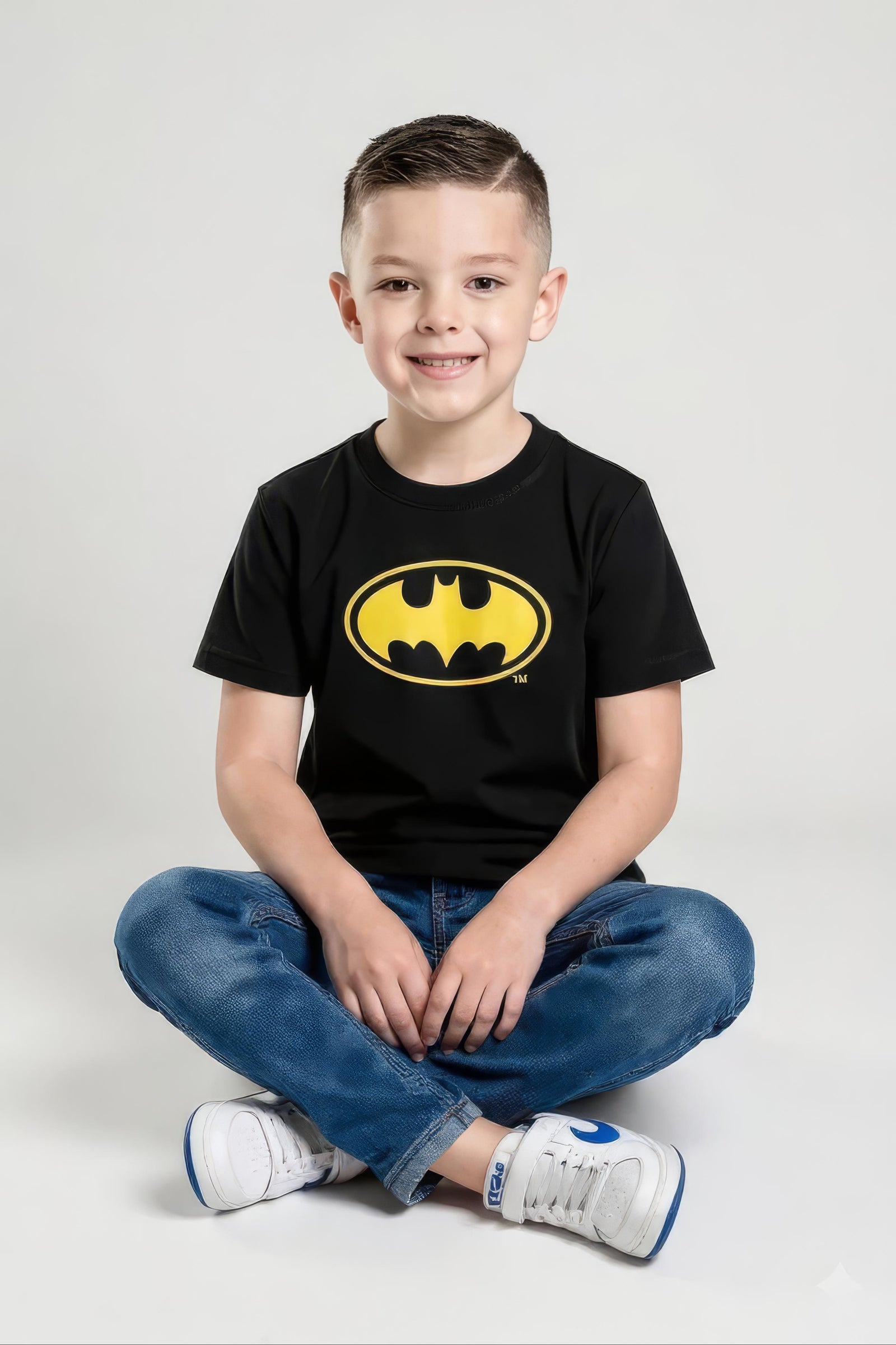 Boy Black Printed Round Neck T-Shirt