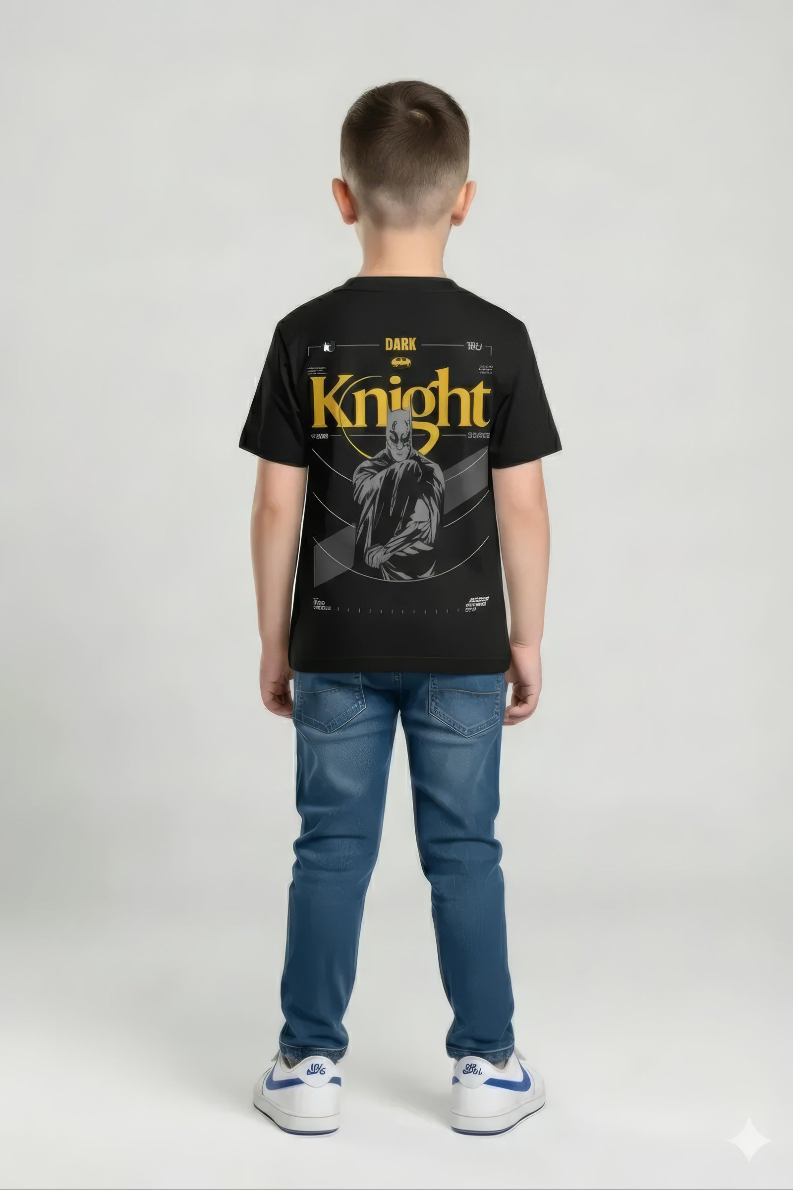 Boy Black Printed Round Neck T-Shirt
