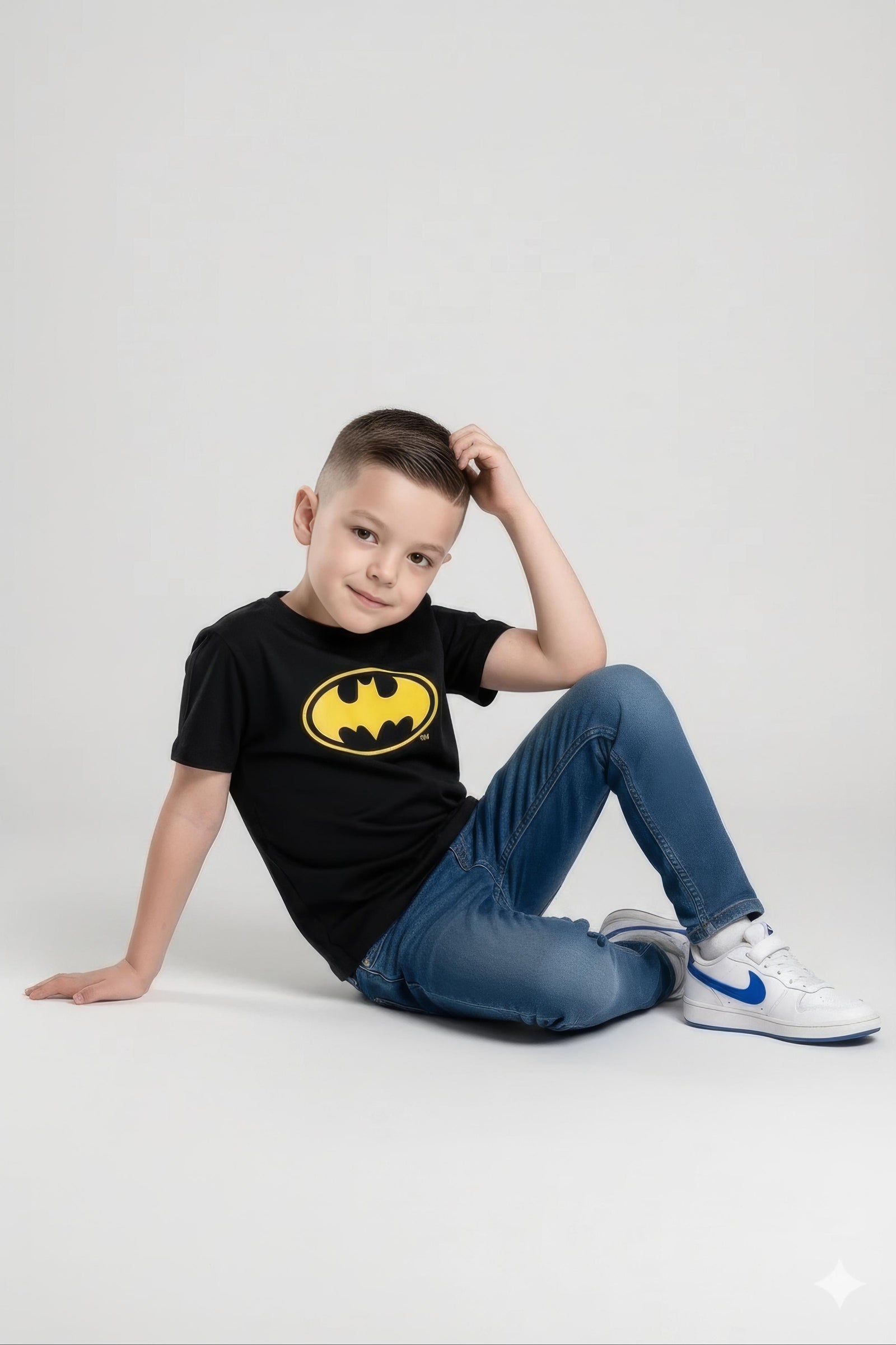 Boy Black Printed Round Neck T-Shirt