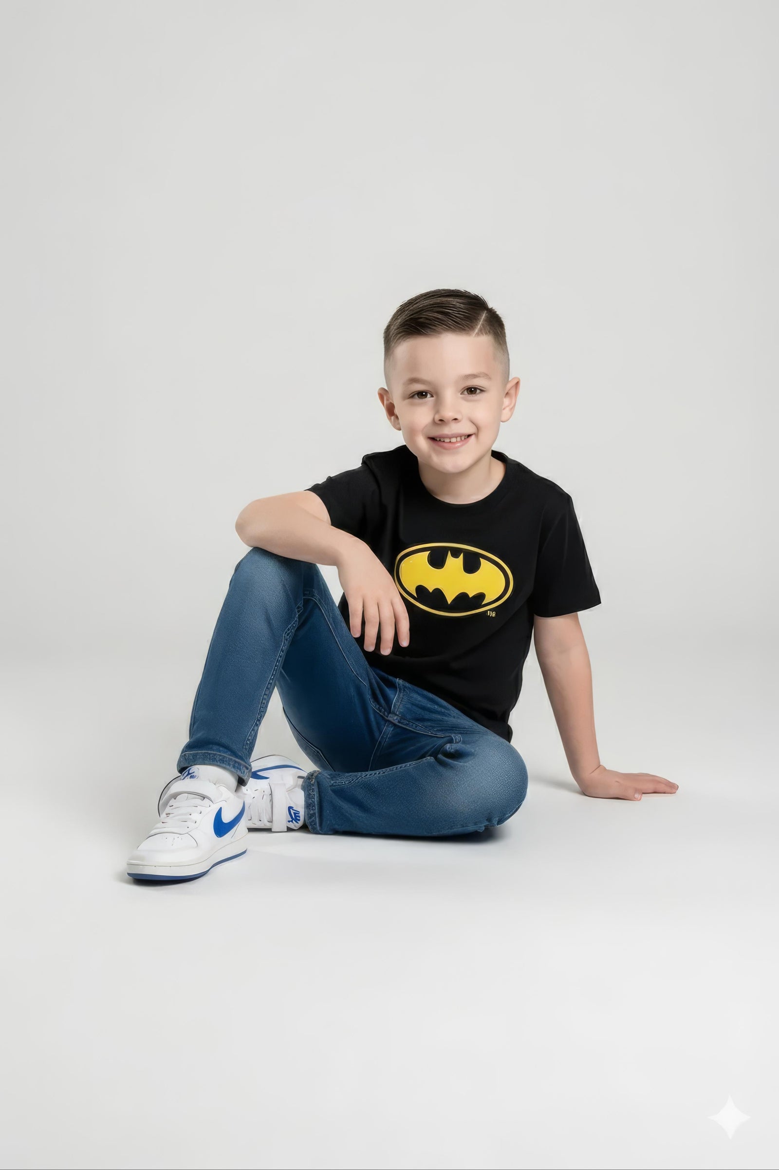 Boy Black Printed Round Neck T-Shirt