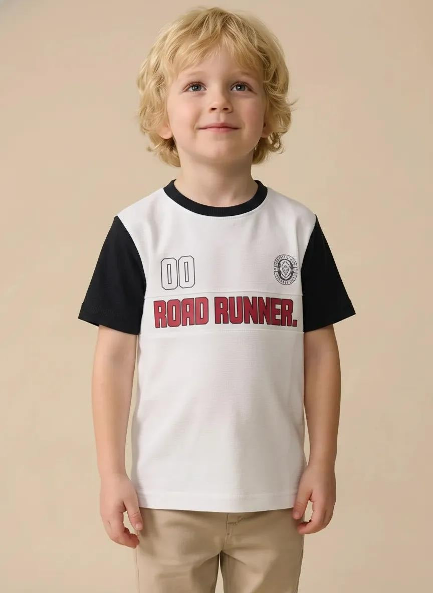 Boy Off White Round Neck T-Shirt