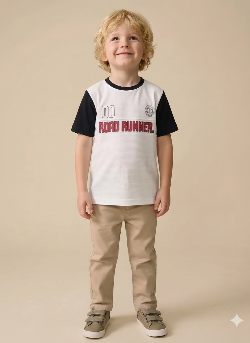 Boy Off White Round Neck T-Shirt