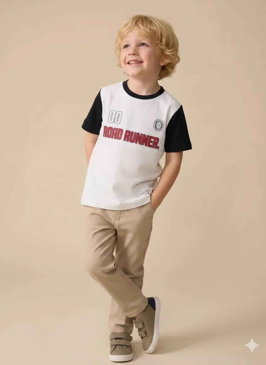 Boy Off White Round Neck T-Shirt