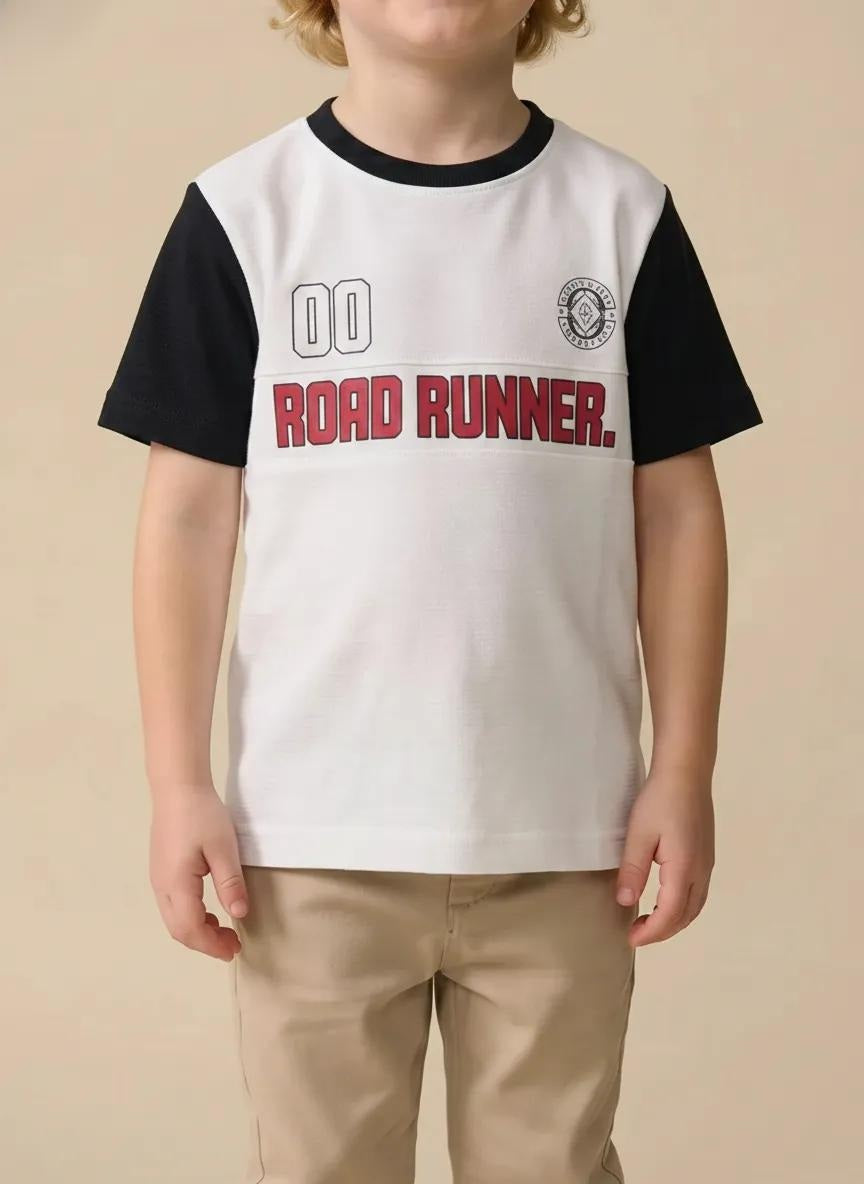Boy Off White Round Neck T-Shirt