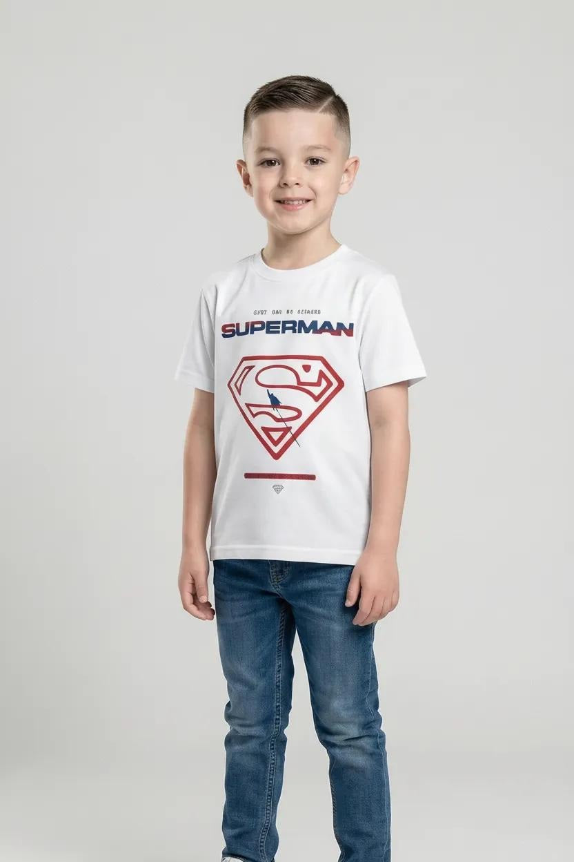 Boy Off White Printed Round Neck T-Shirt
